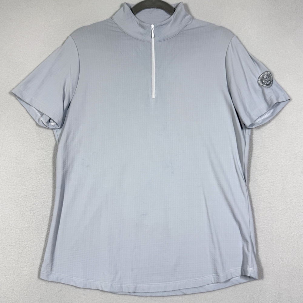 IBKUL Top Womens Large Mock Neck 1/4 Zip Lightweight Golf Pickleball Tennis Grey